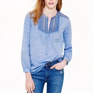 j crew embroidered peasant top